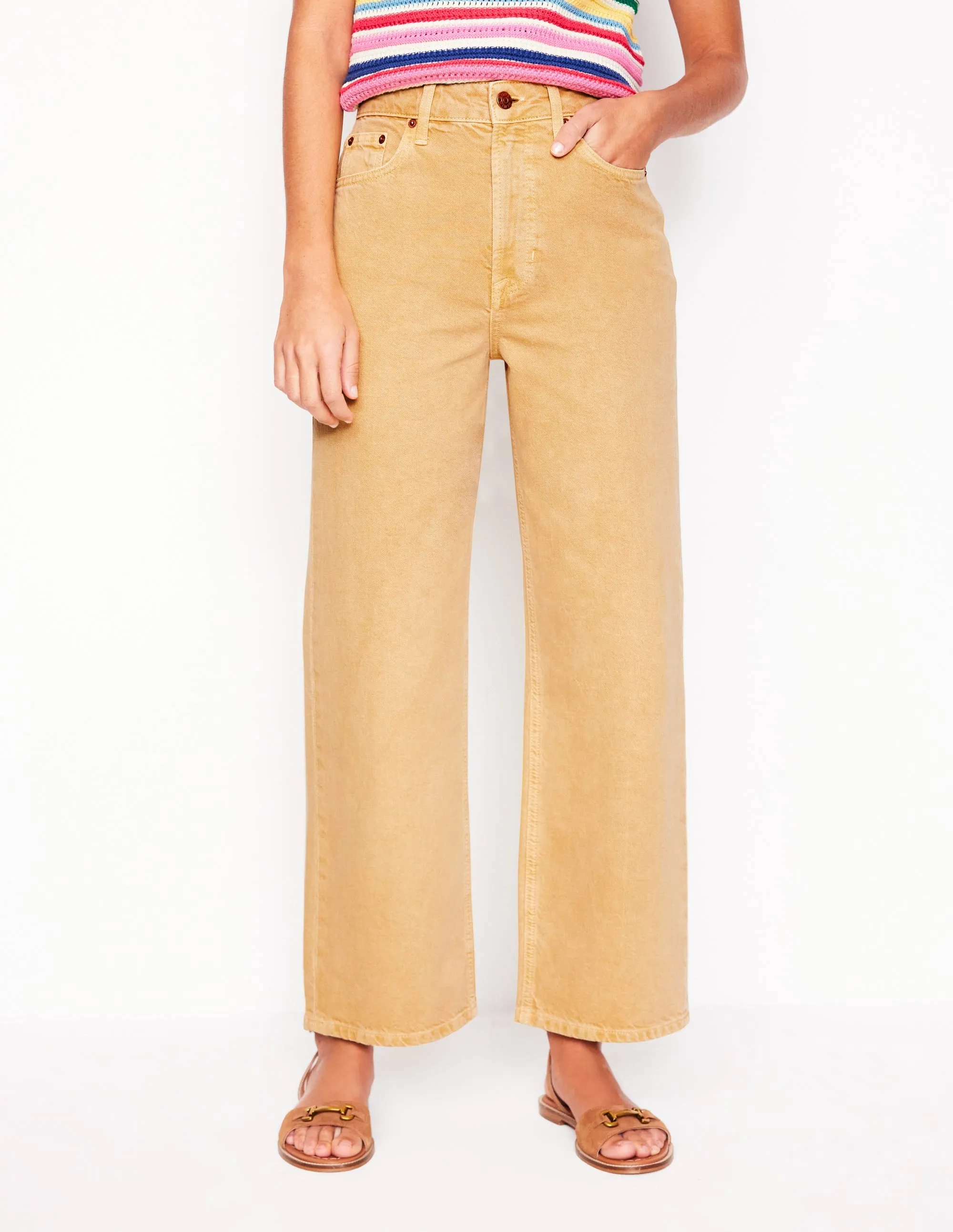 High Rise Straight Crop Jeans-Buttermilk Yellow