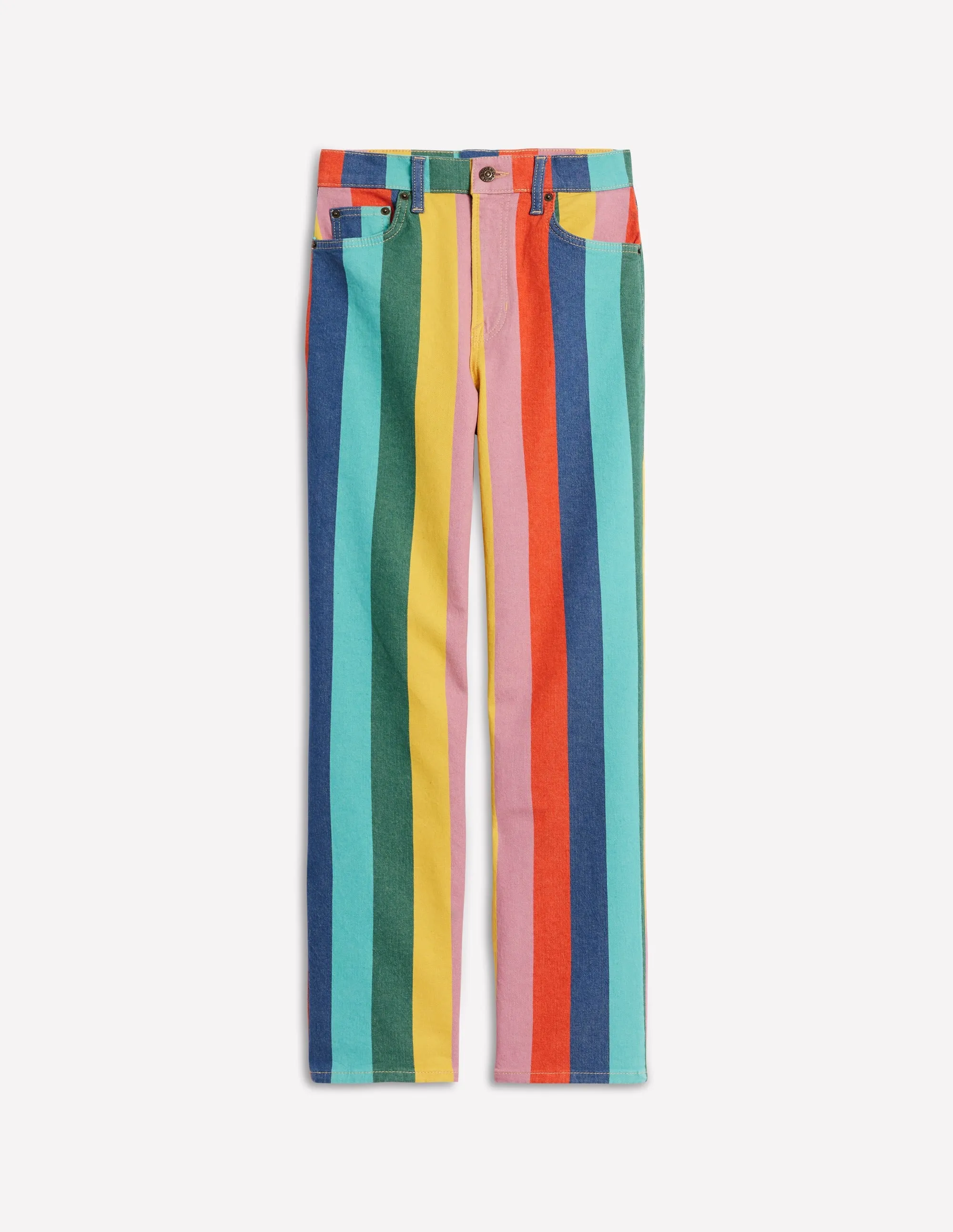 High Rise Stripe Jeans-Multi Stripe