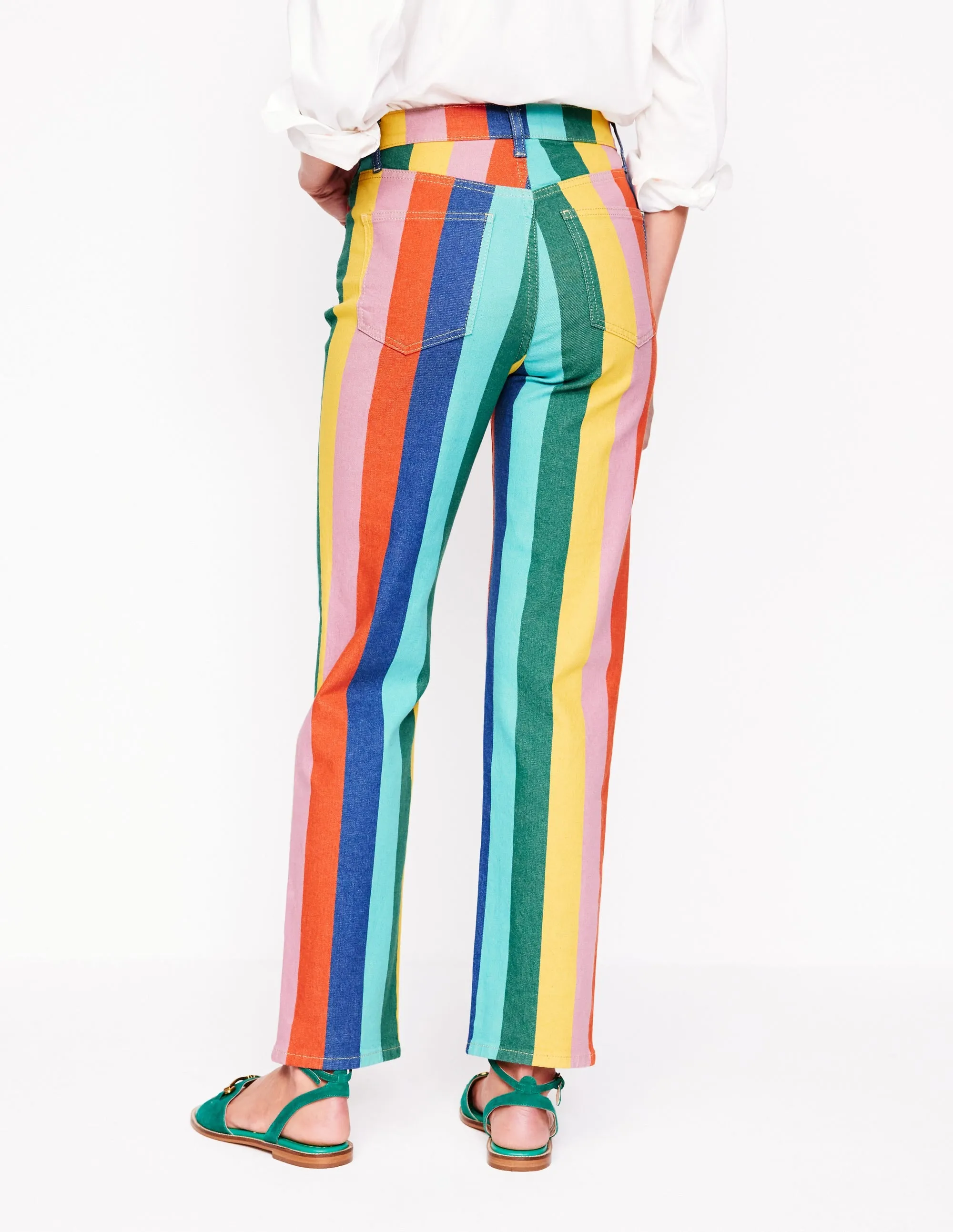 High Rise Stripe Jeans-Multi Stripe