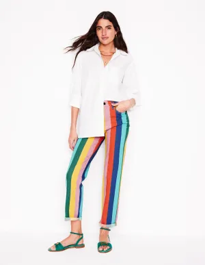 High Rise Stripe Jeans-Multi Stripe