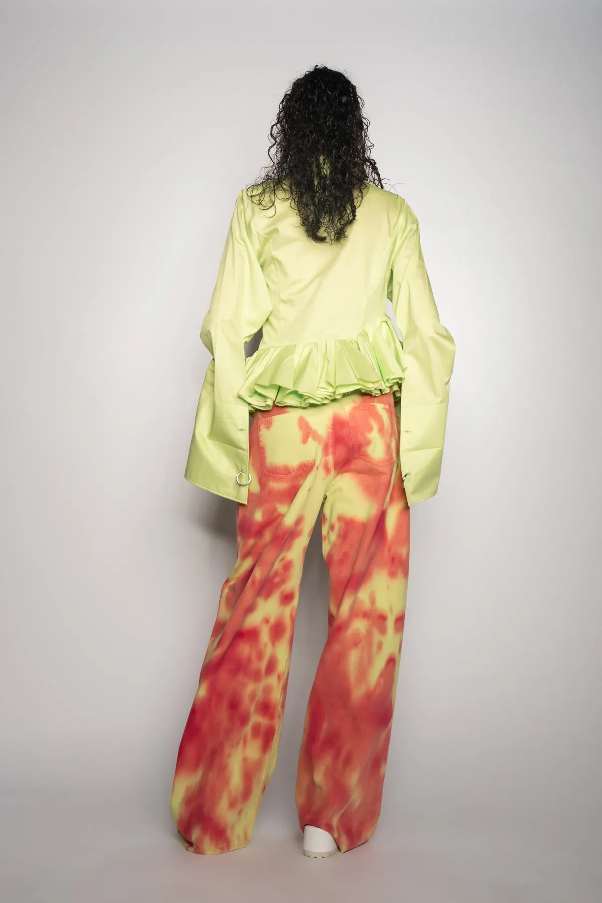LIME AND RED TIE DYE BOYFRIEND TROUSERS