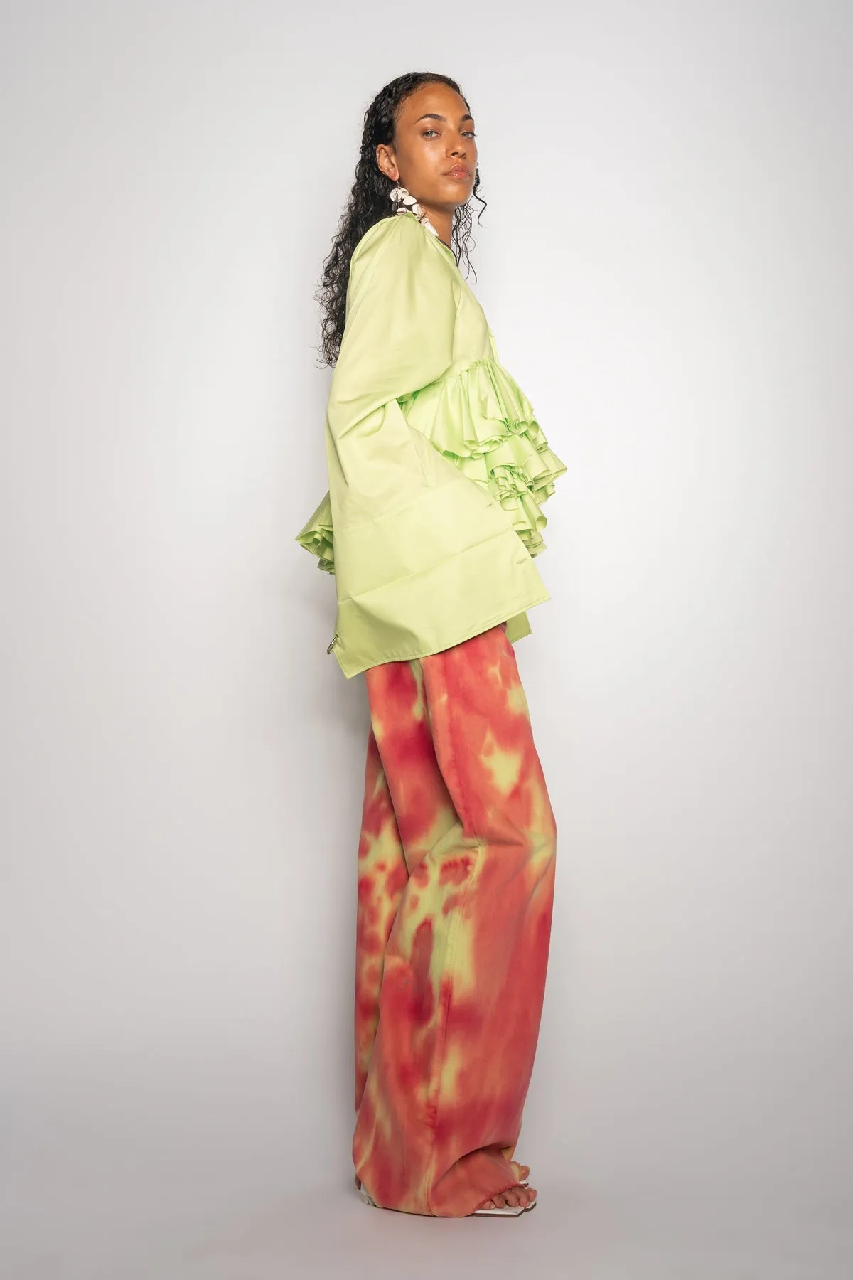 LIME AND RED TIE DYE BOYFRIEND TROUSERS