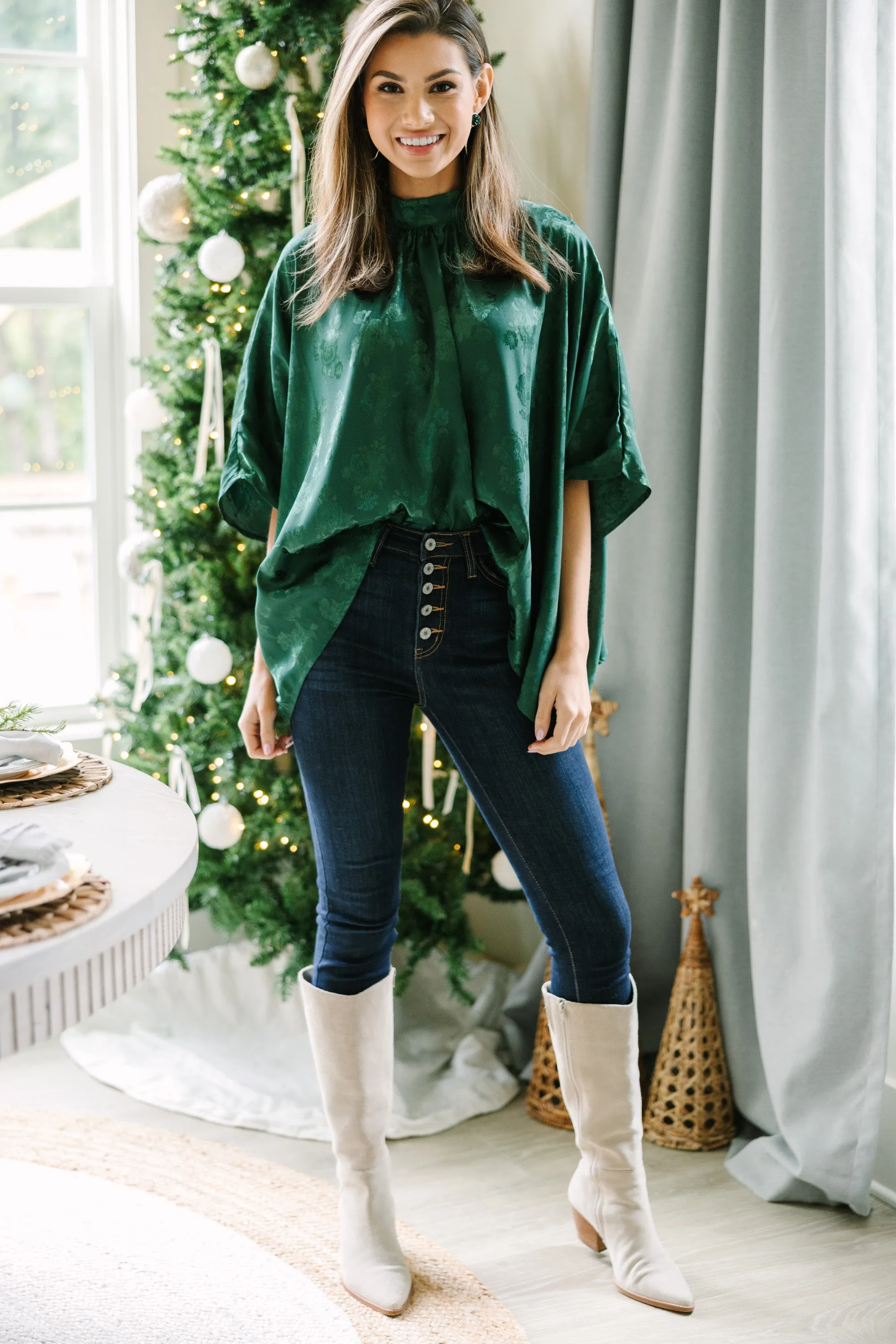 Look At You Emerald Floral Blouse