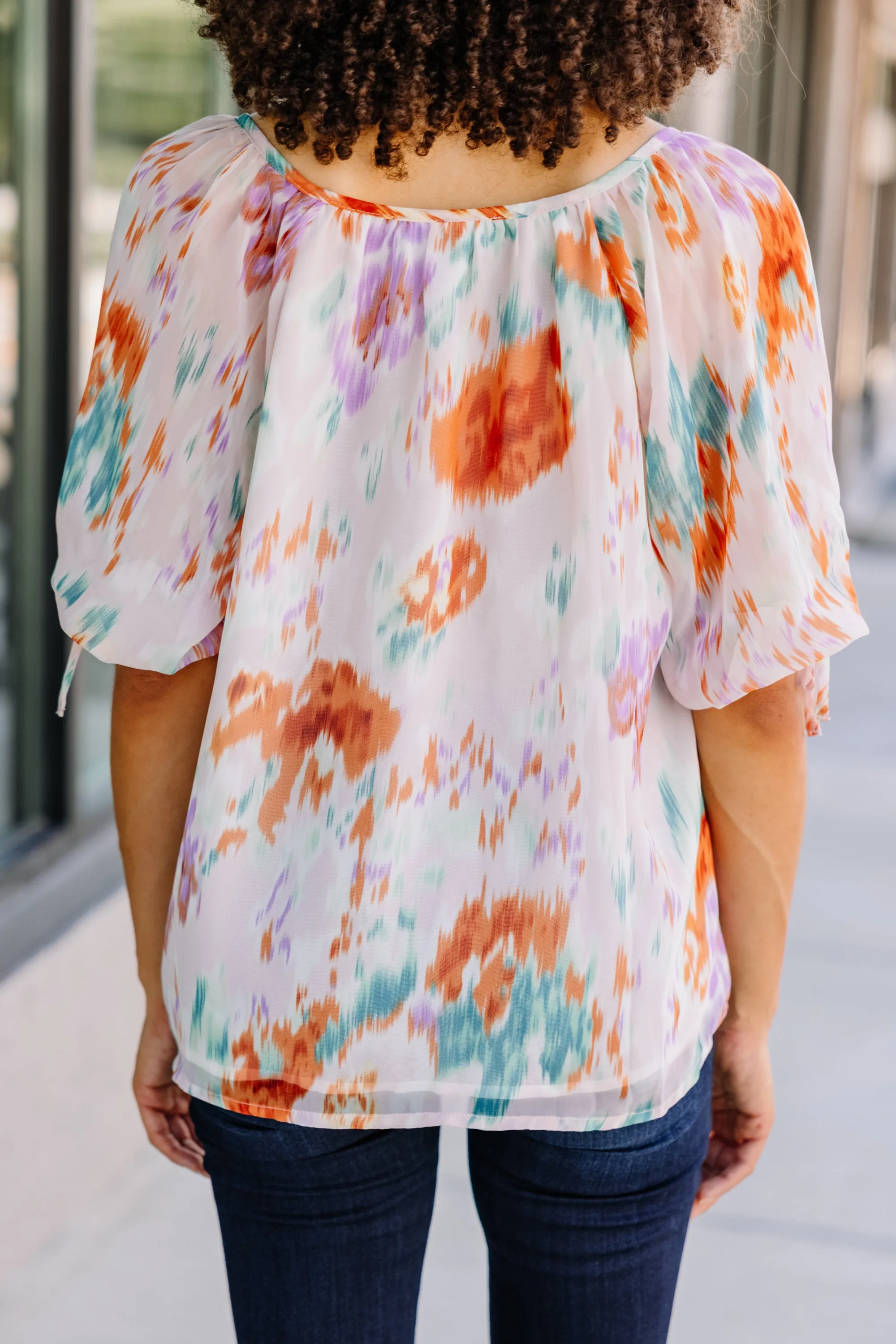 Looking At You Light Pink Watercolor Blouse