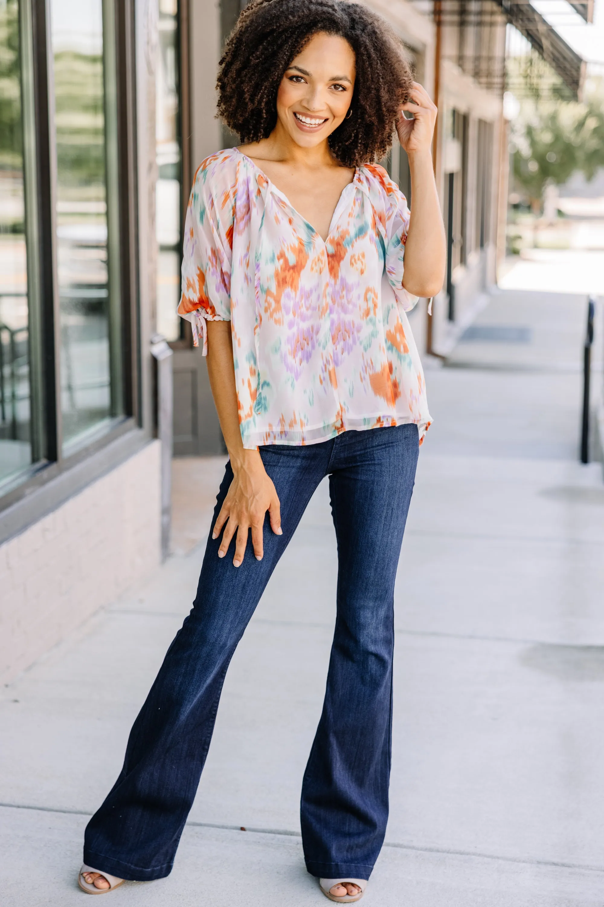 Looking At You Light Pink Watercolor Blouse