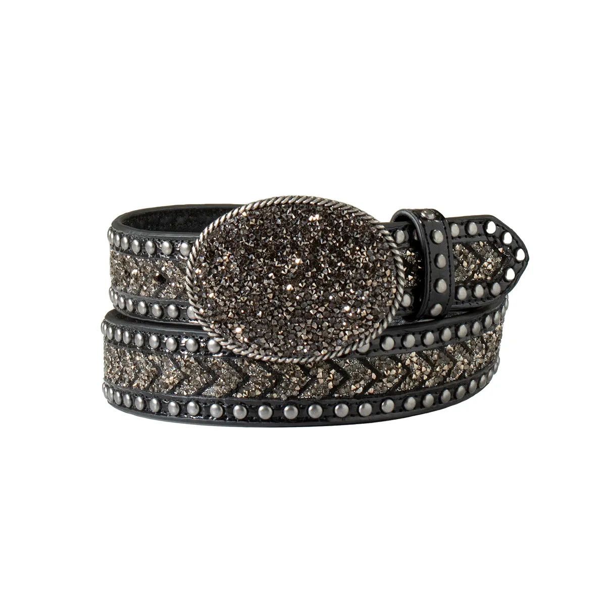 M&F Angel Ranch Belt 1 1/2 Crystal Chevron Black D140007701