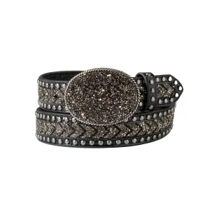 M&F Angel Ranch Belt 1 1/2 Crystal Chevron Black D140007701