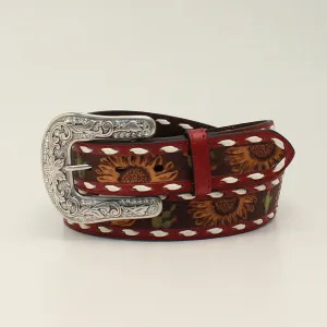 M&F Angel Ranch Belt  1 1/2 Sunflower Cactus Red D140001104