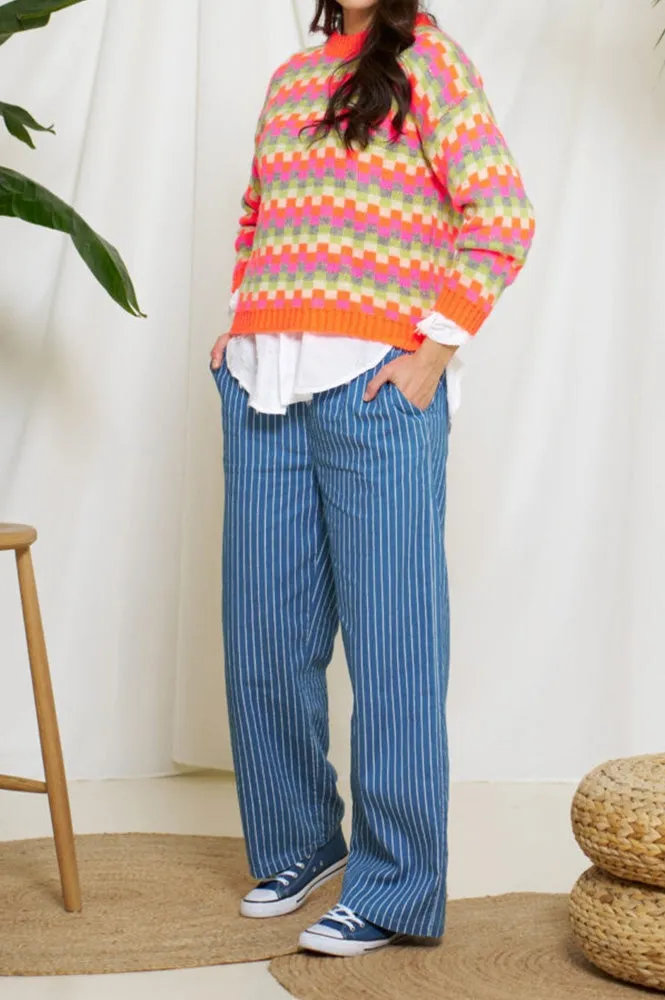 Marta Blue Striped Trousers