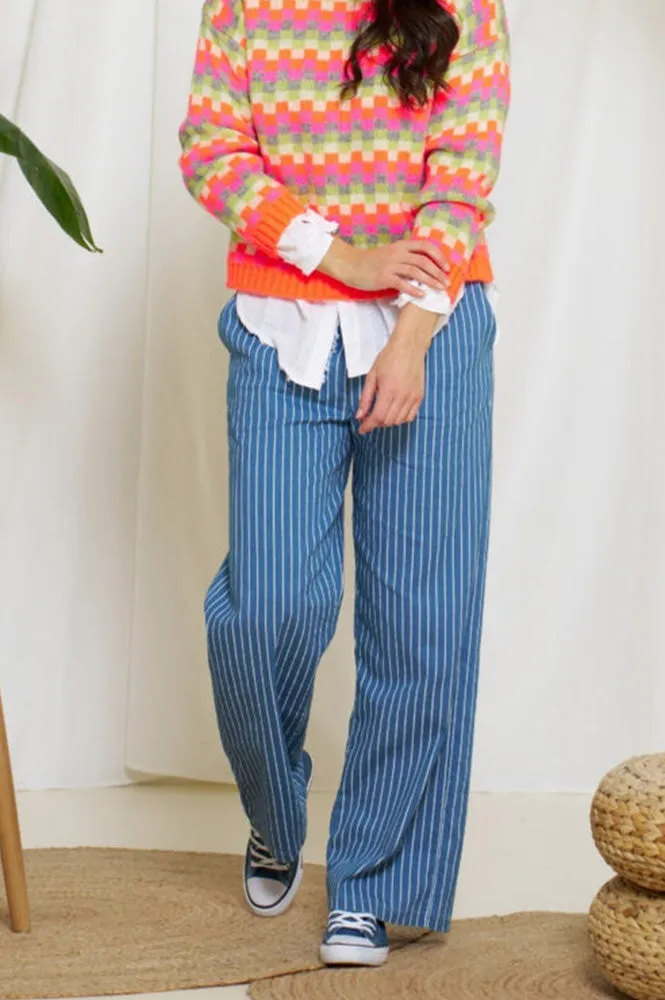 Marta Blue Striped Trousers