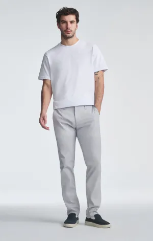 MILTON SLIM STRAIGHT CHINO IN LIGHT GREY LINEN STRIPE