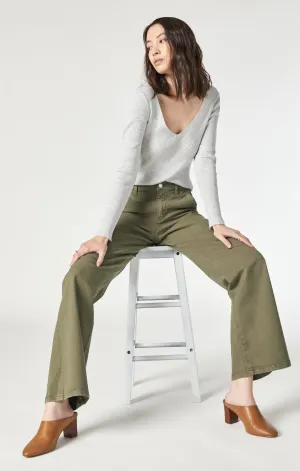 MIRACLE WIDE LEG IN KHAKI GREEN LUXE TWILL