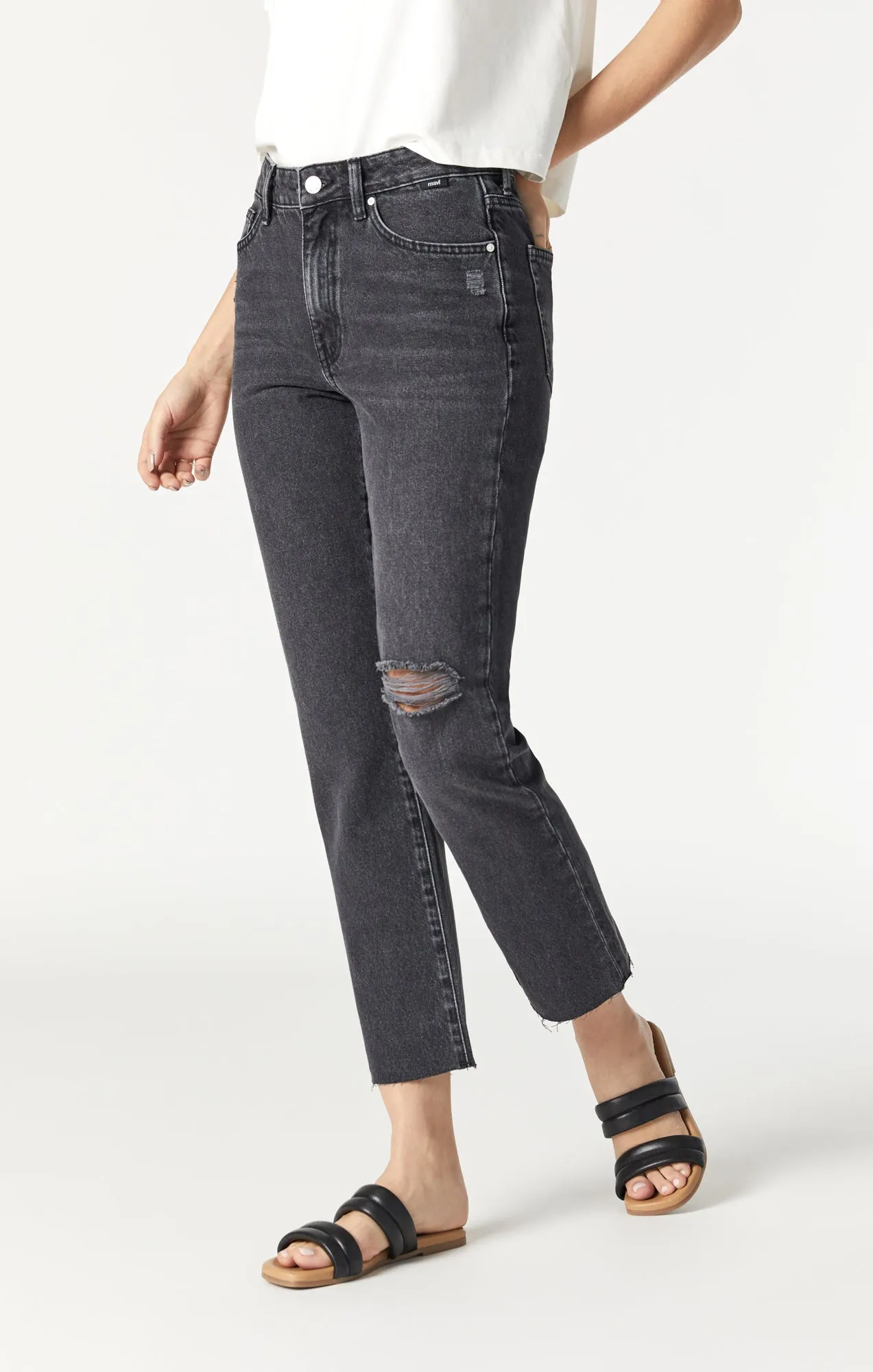 NEW YORK STRAIGHT LEG IN SMOKE RIPPED DENIM