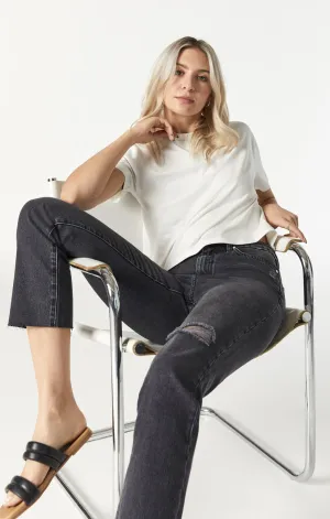 NEW YORK STRAIGHT LEG IN SMOKE RIPPED DENIM