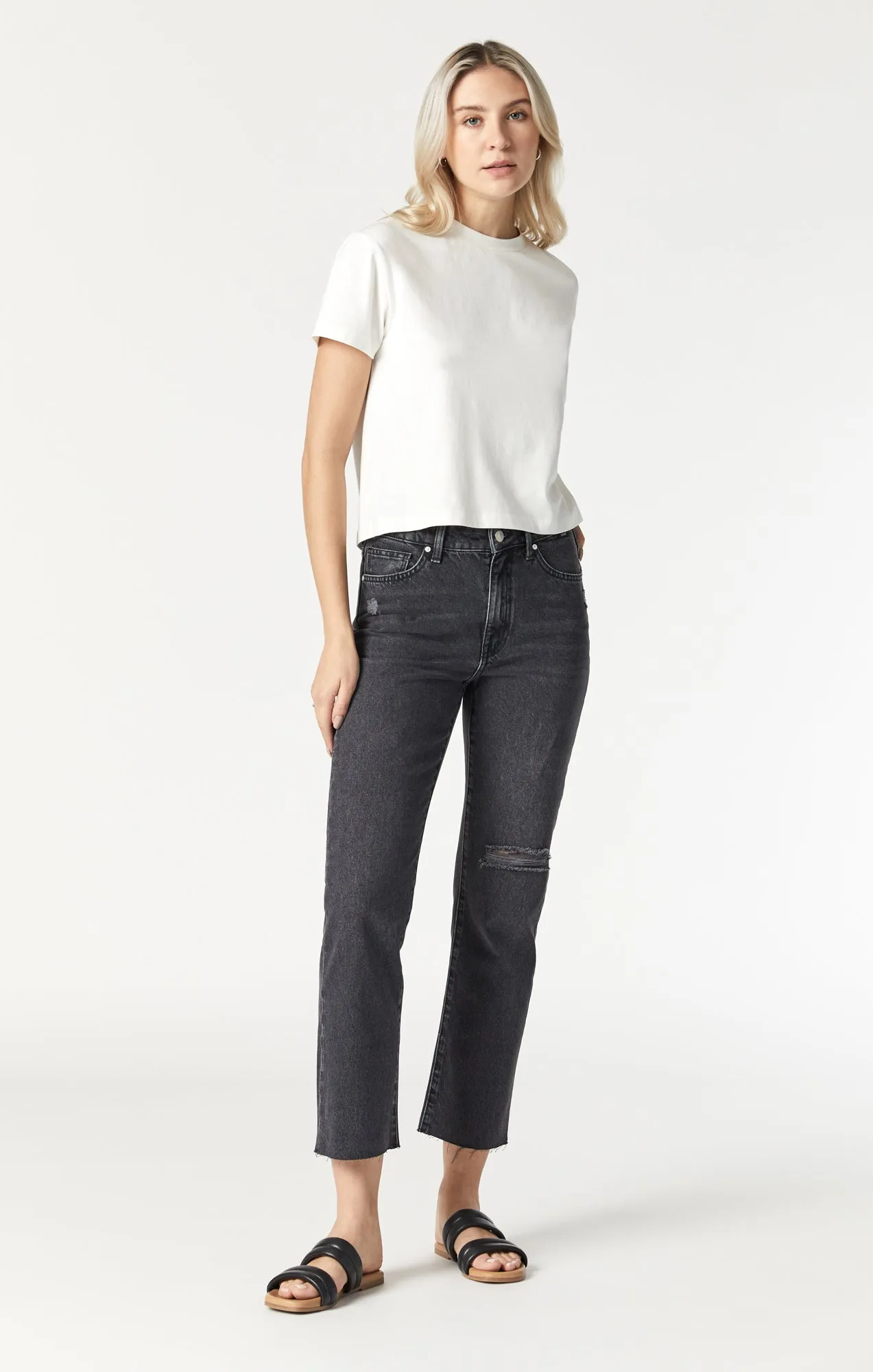NEW YORK STRAIGHT LEG IN SMOKE RIPPED DENIM