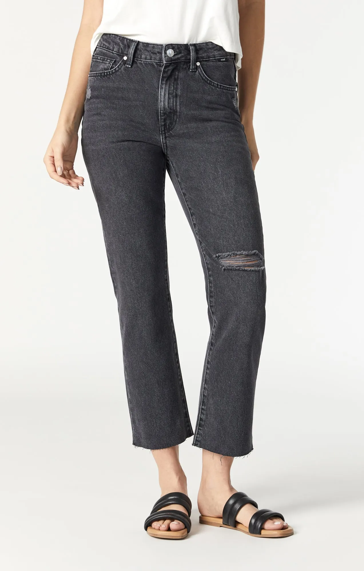 NEW YORK STRAIGHT LEG IN SMOKE RIPPED DENIM
