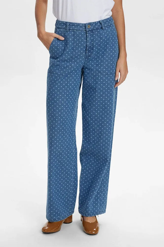Numph Haddie Polka Dot Blue Jeans
