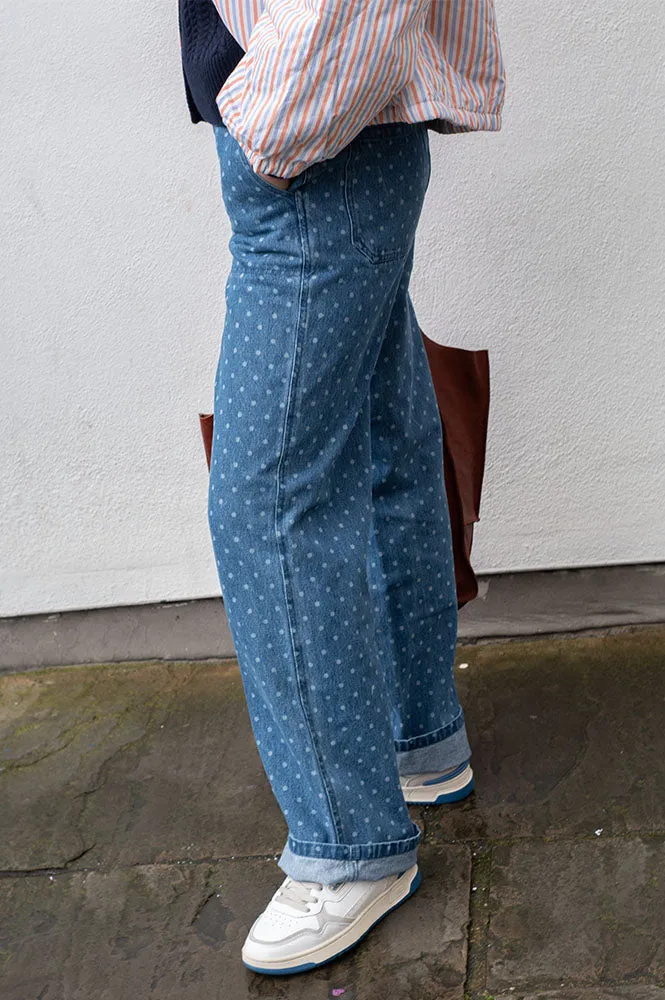 Numph Haddie Polka Dot Blue Jeans