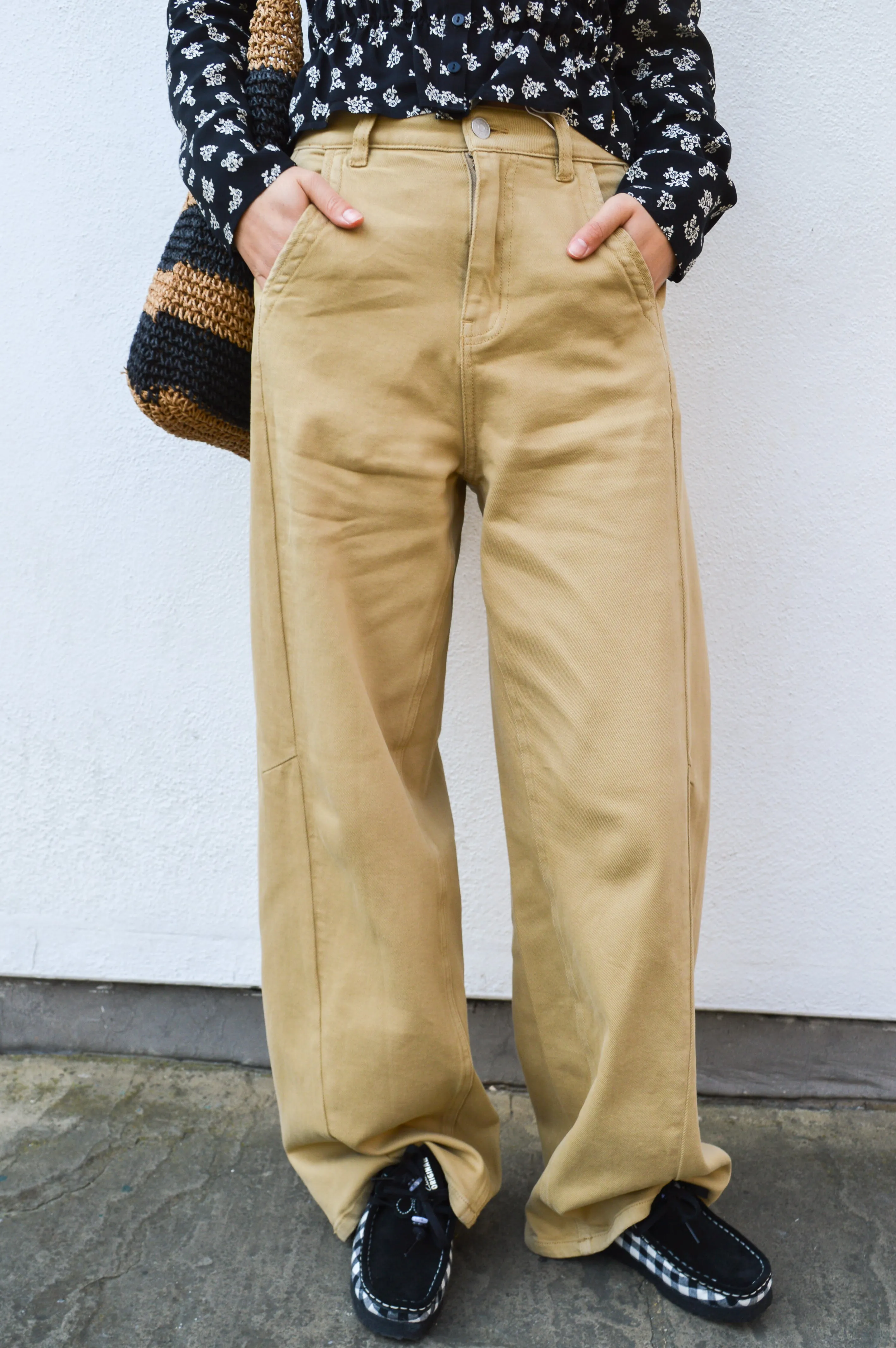 Object Moji Ariana Twill Wide Leg Jeans