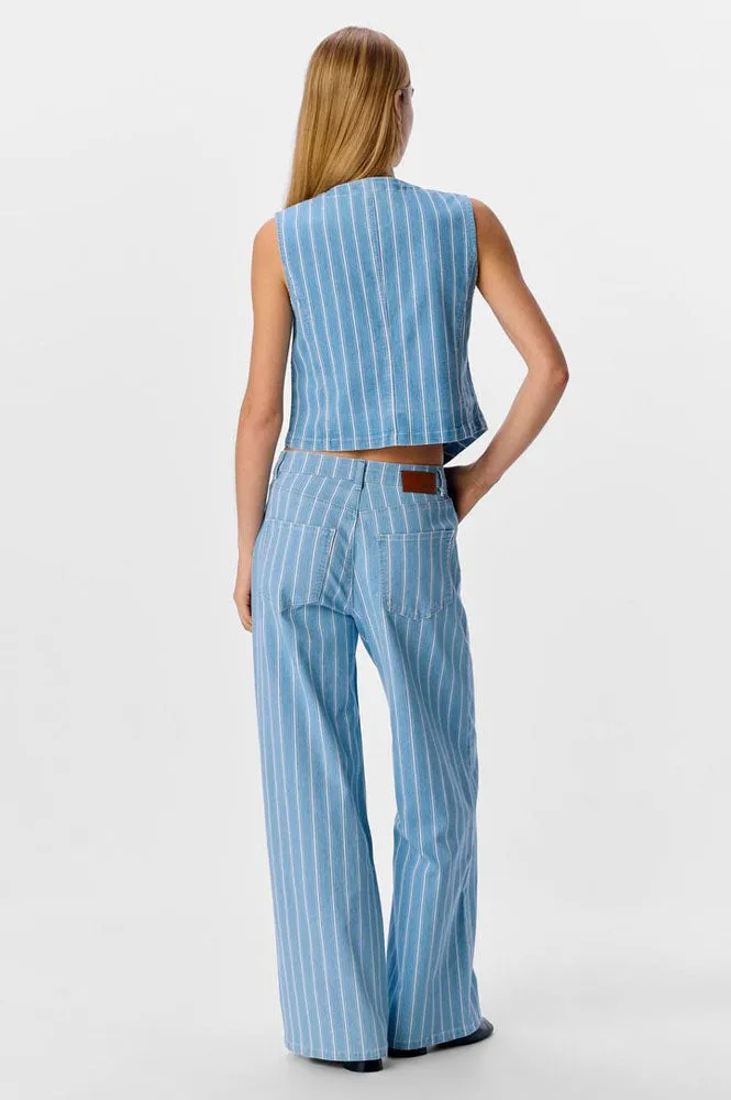 Object Moji Striped Wide Leg Jeans