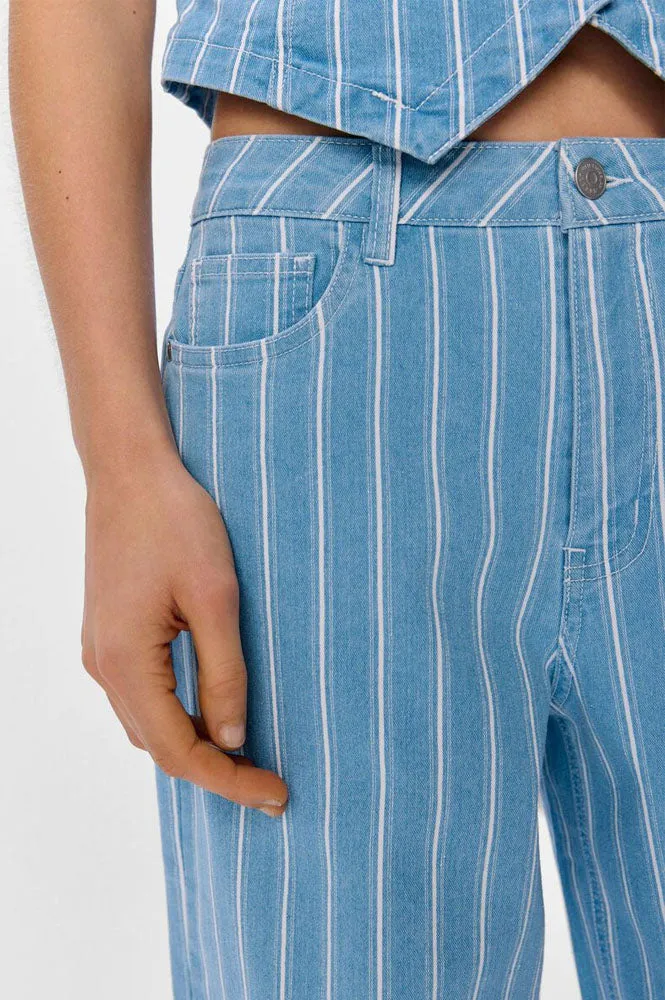 Object Moji Striped Wide Leg Jeans