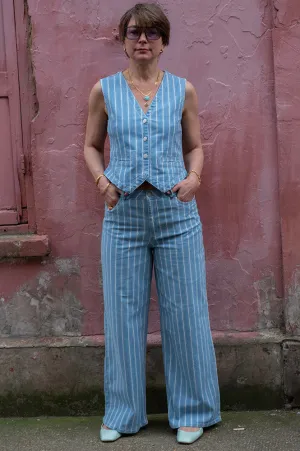 Object Moji Striped Wide Leg Jeans