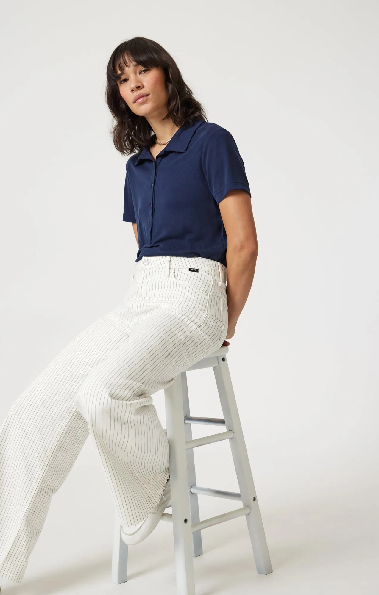 PALOMA WIDE LEG IN OFF-WHITE STRIPE DENIM