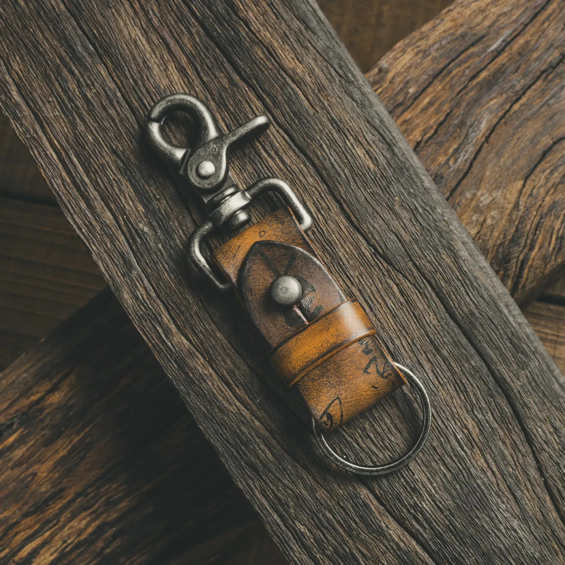 Path of War Calligraphy Leather Keychain