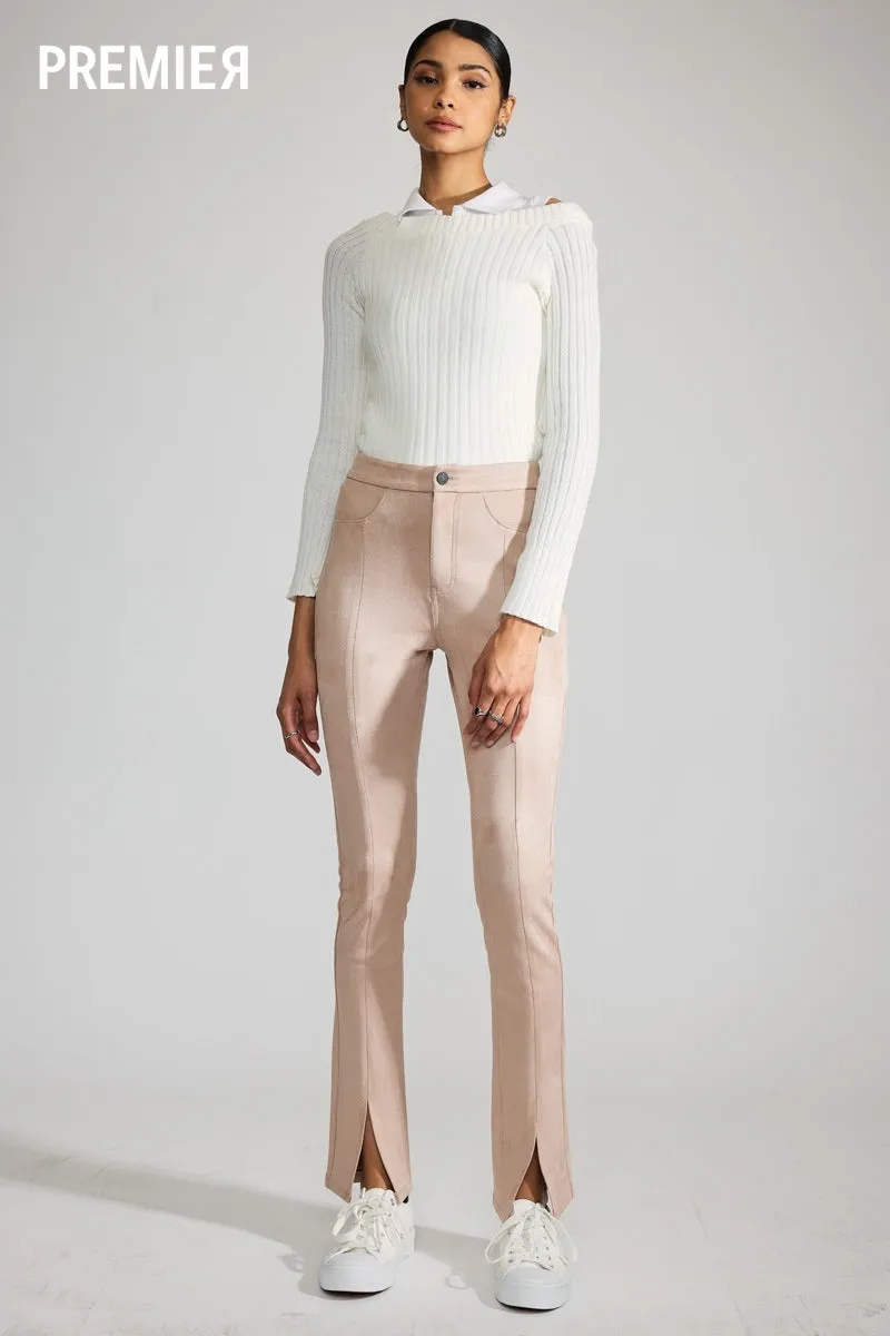 Peach Premier High Rise Slit Hem Skinny