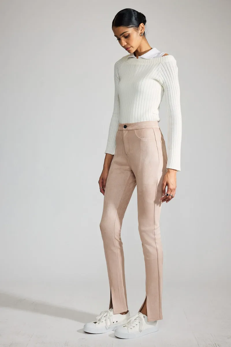 Peach Premier High Rise Slit Hem Skinny