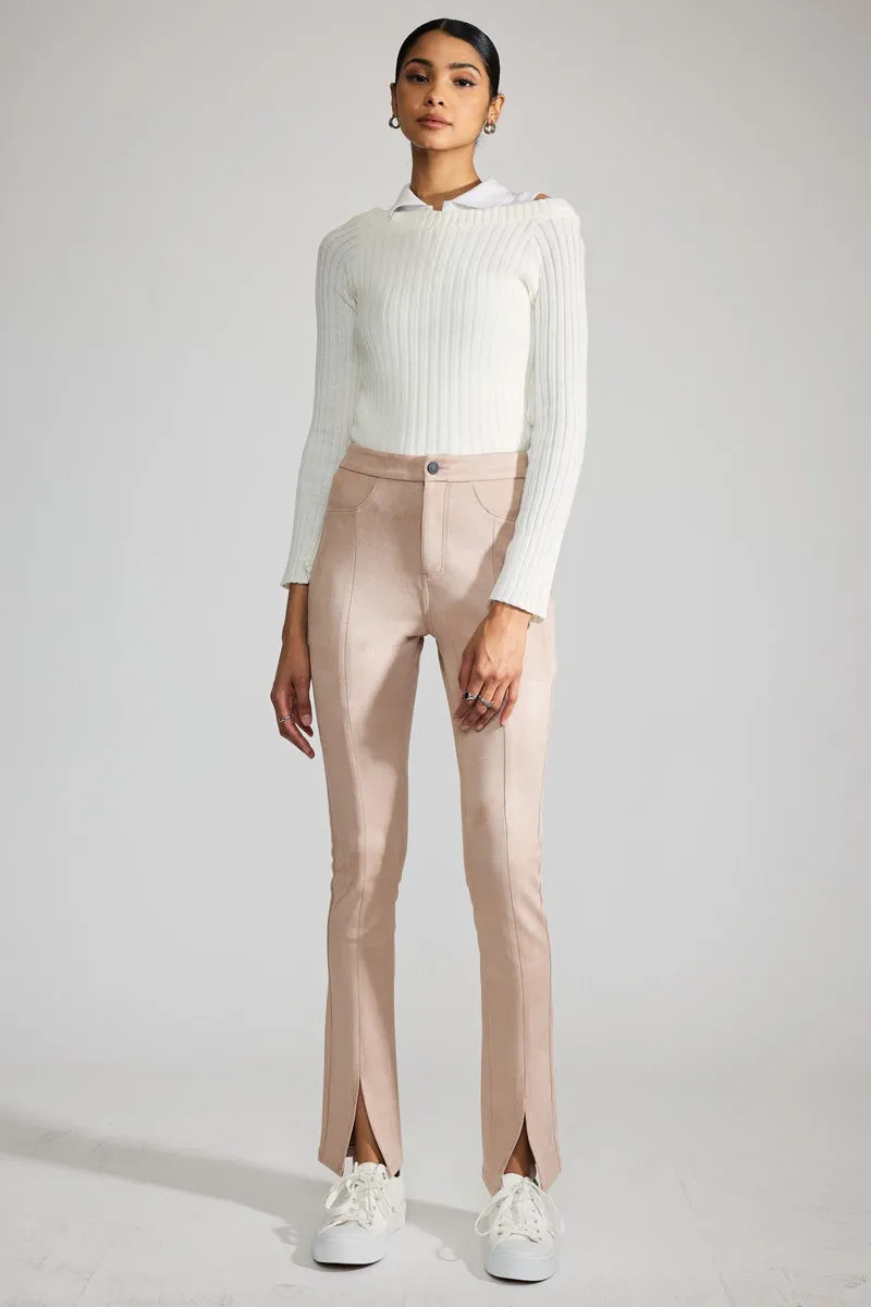 Peach Premier High Rise Slit Hem Skinny