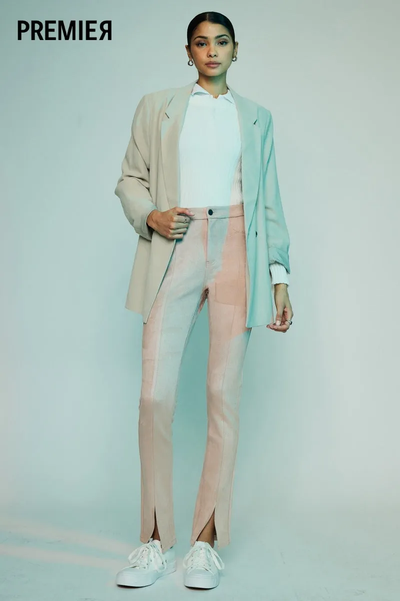 Peach Premier High Rise Slit Hem Skinny
