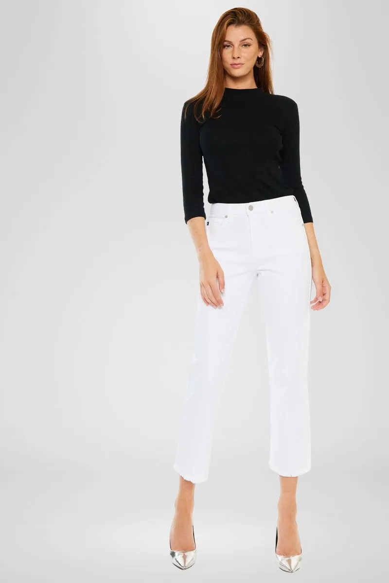 Peppermint High Rise Cropped Straight Leg Jeans