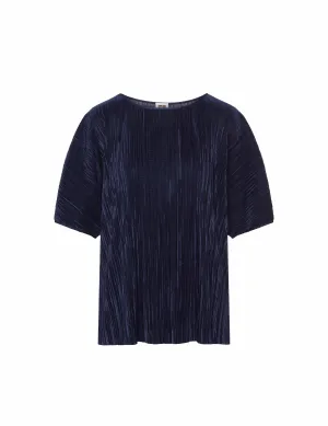 Pleated Charmeuse Bateau Blouse- Sale