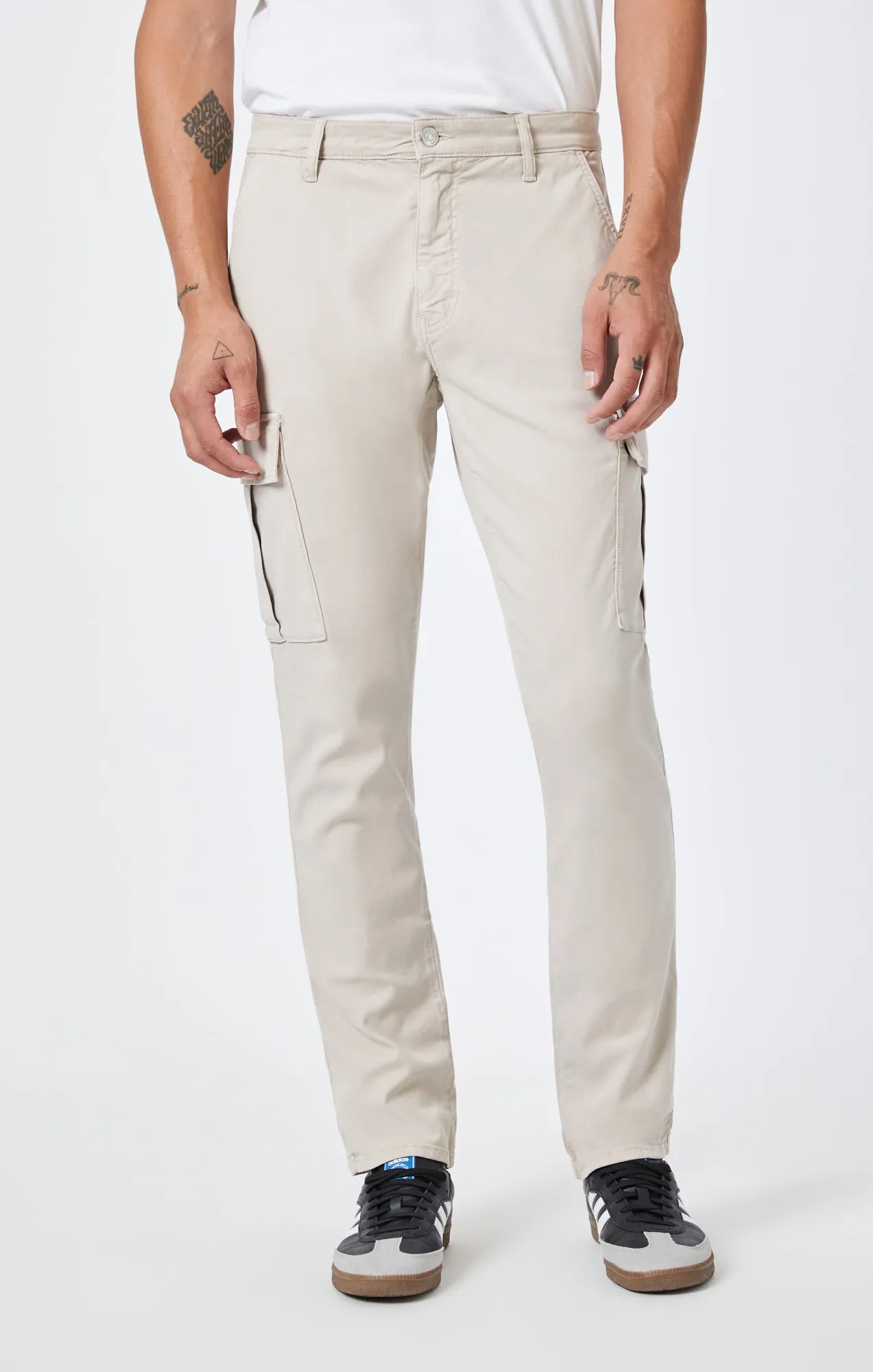 SAM SLIM STRAIGHT CARGO IN SILVER GRAY LUXE TWILL