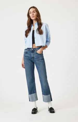 SAVANNAH CUFFED STRAIGHT LEG IN SHADED CLASSIC BLUE