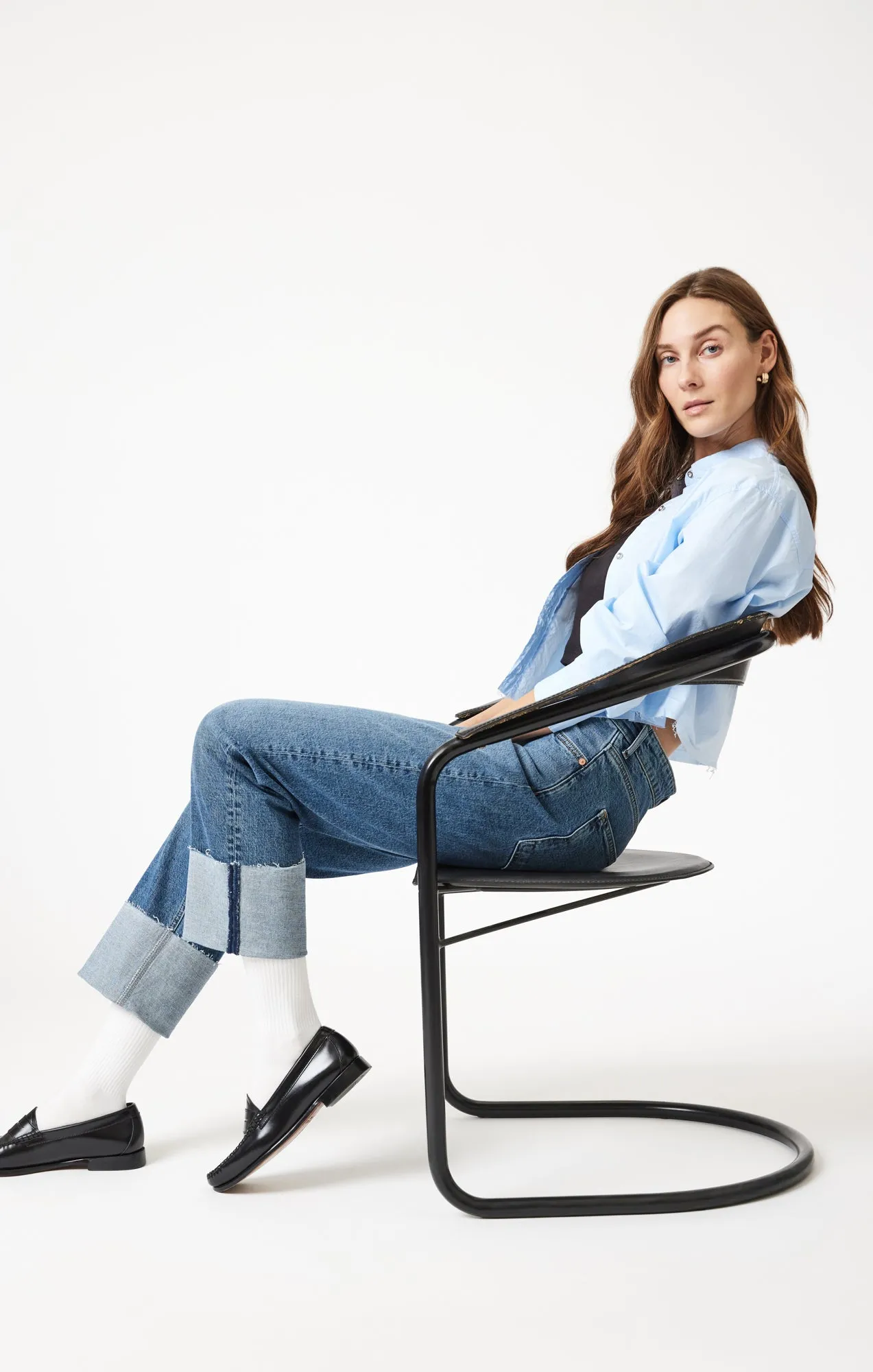 SAVANNAH CUFFED STRAIGHT LEG IN SHADED CLASSIC BLUE