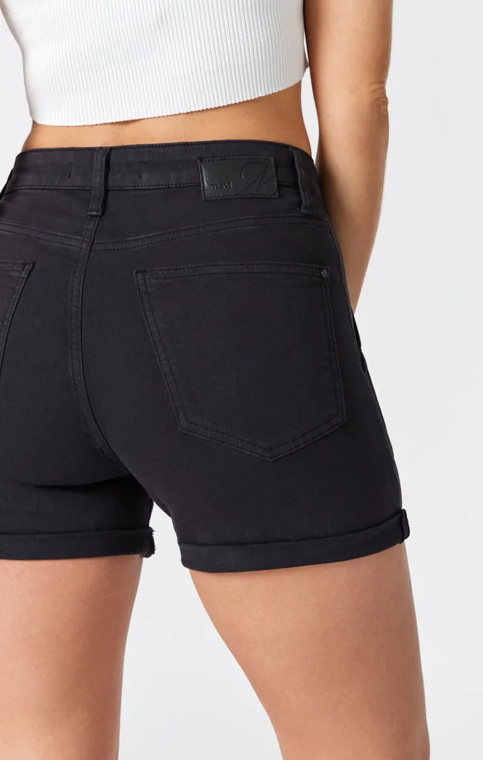 SHEENA STRAIGHT SHORTS IN BLACK BEAUTY TWILL