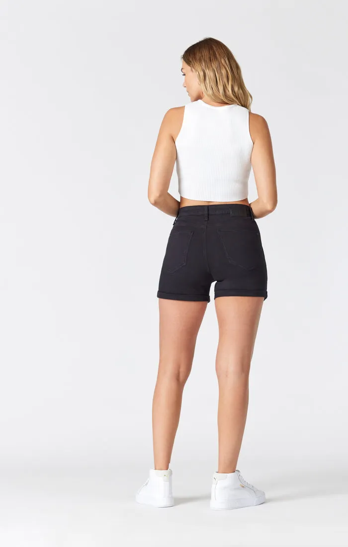 SHEENA STRAIGHT SHORTS IN BLACK BEAUTY TWILL