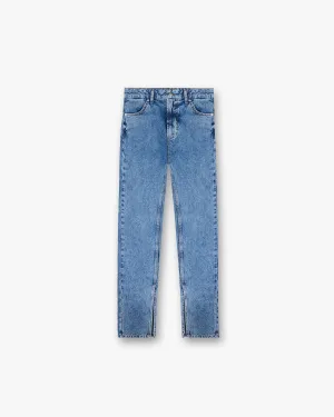 Split Hem Straight Jean - Washed Blue