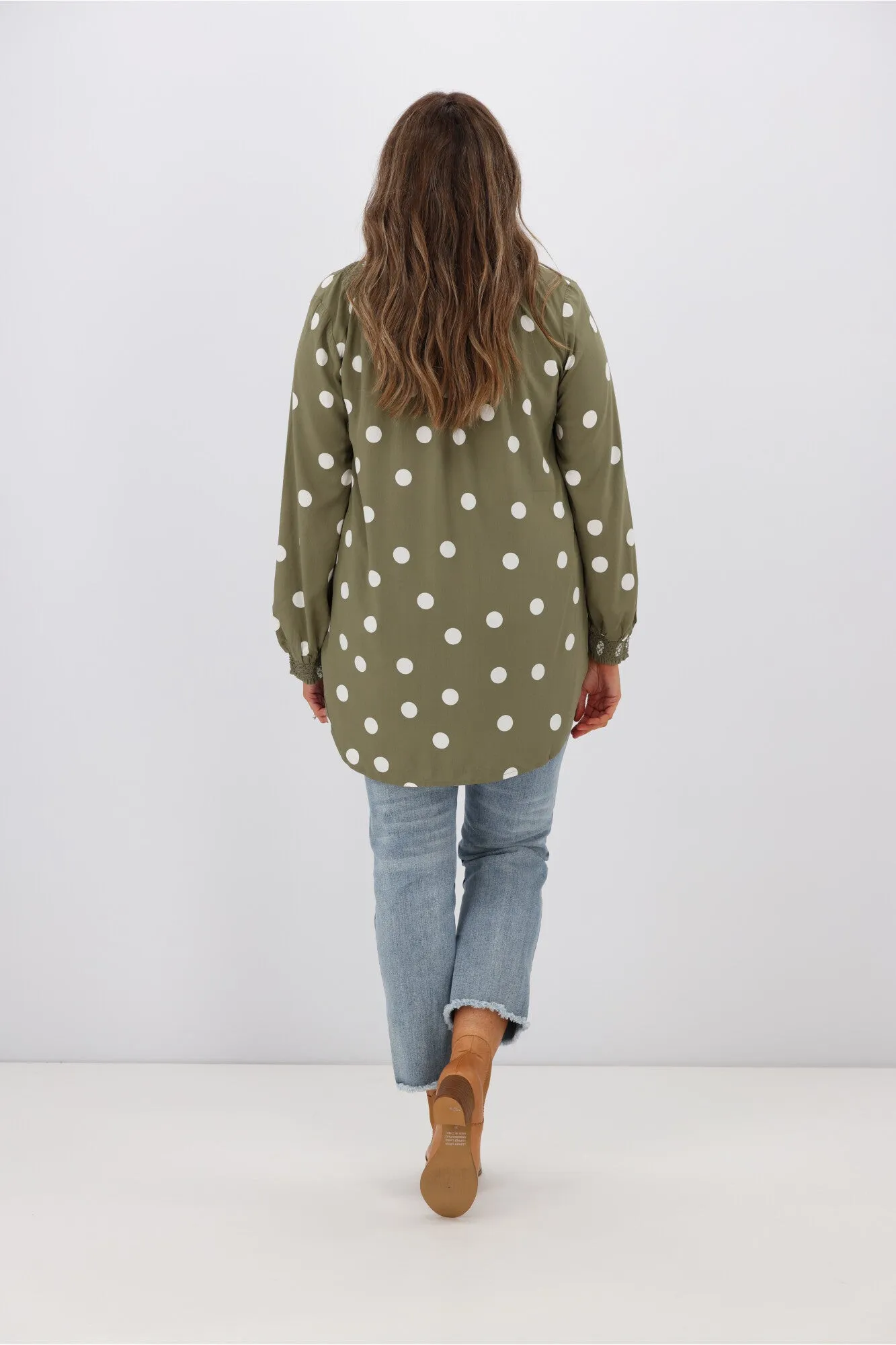 Stella   Gemma Polly Blouse Olive Spot