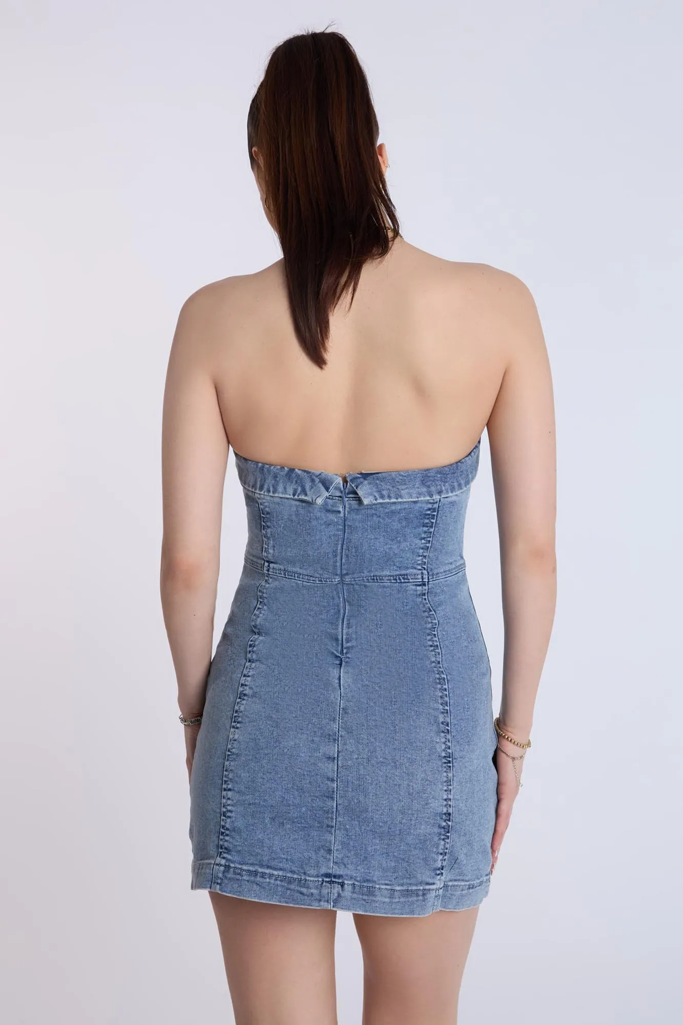 Strapless Denim Mini Dress