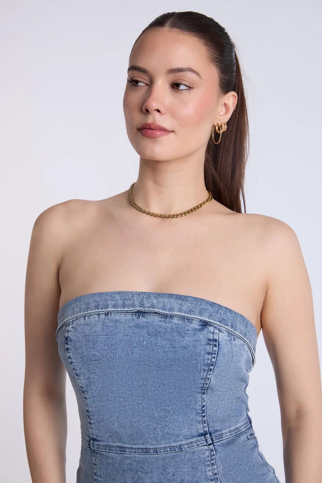 Strapless Denim Mini Dress