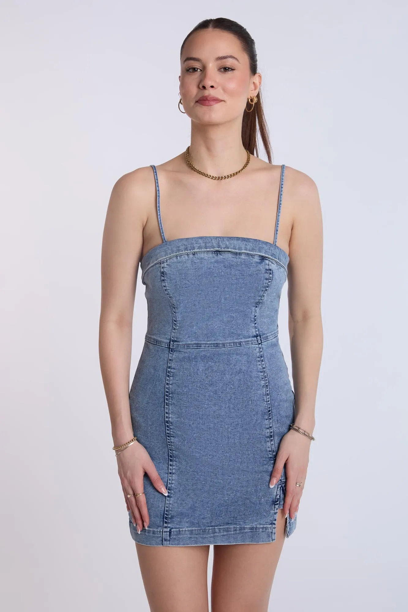 Strapless Denim Mini Dress