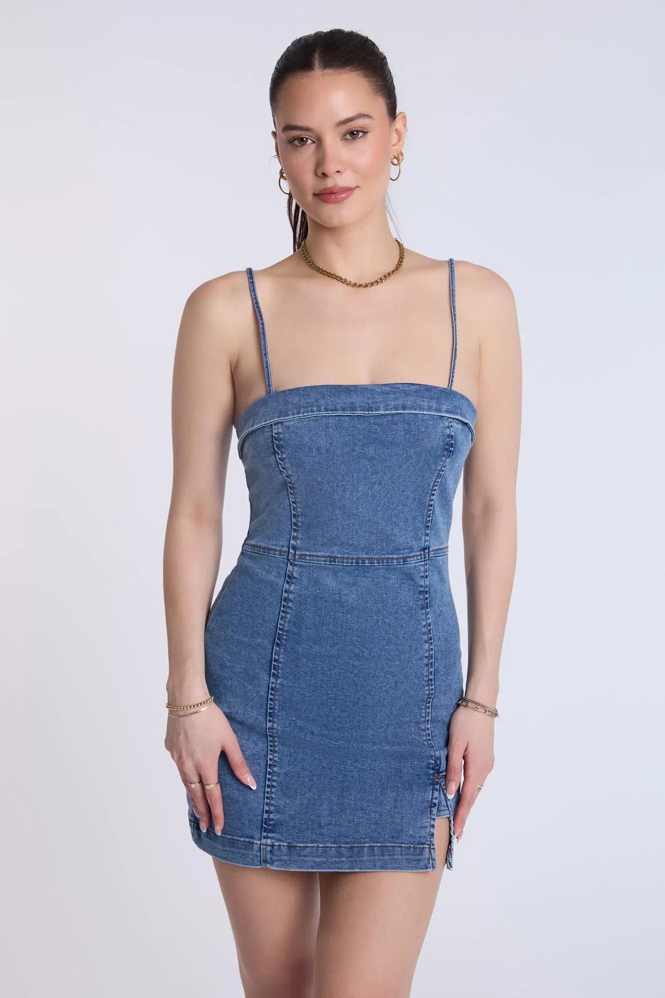 Strapless Denim Mini Dress