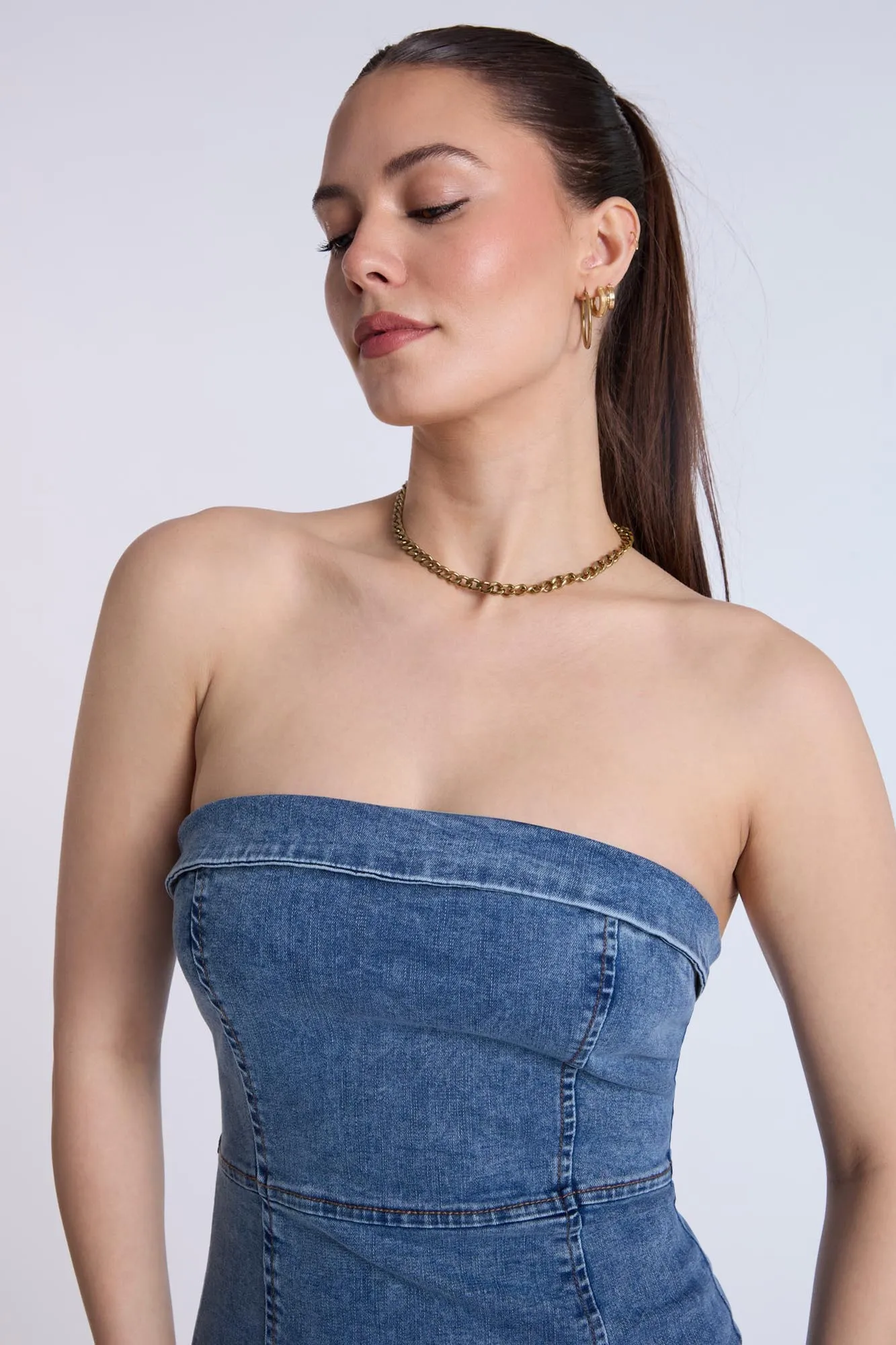 Strapless Denim Mini Dress