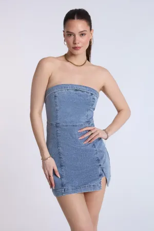 Strapless Denim Mini Dress