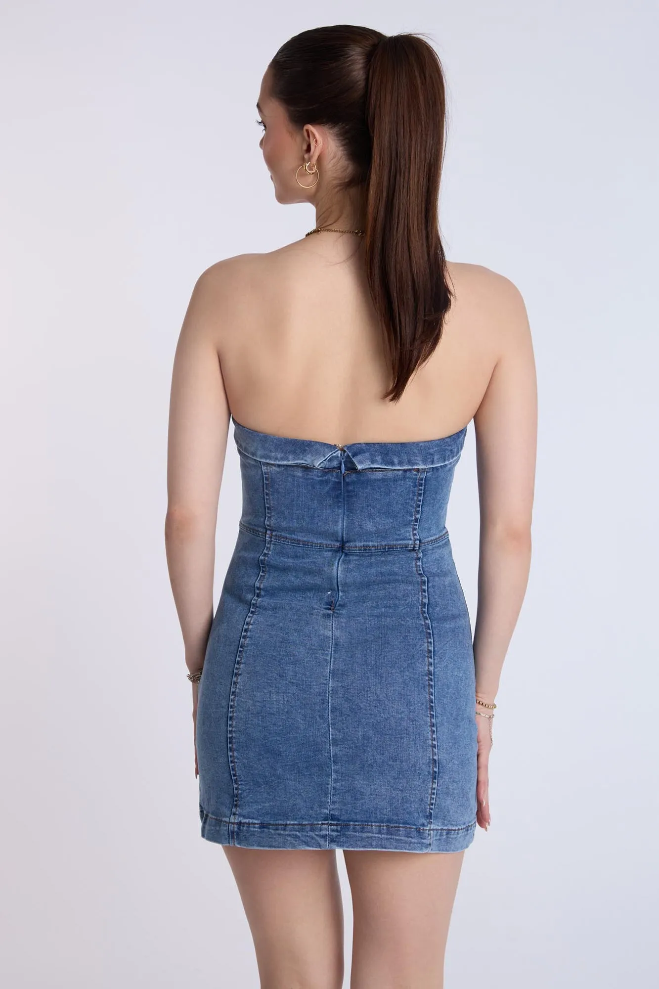 Strapless Denim Mini Dress