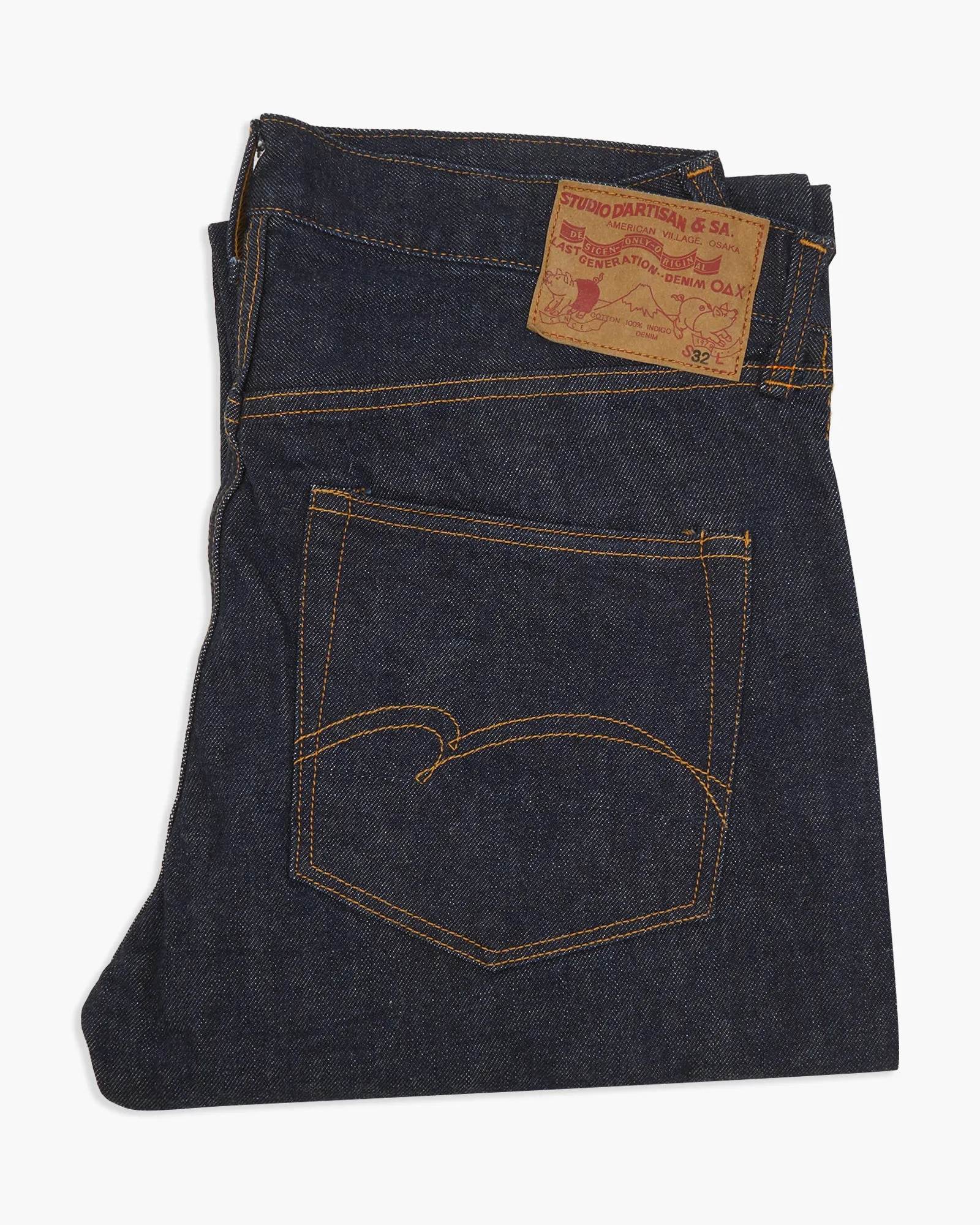Studio D'Artisan D1891 13oz Selvedge Regular Straight Mens Jeans - Onewash