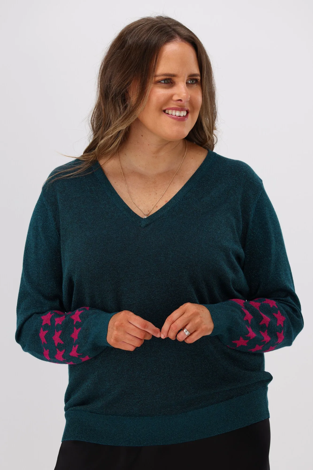 Sugarhill Brighton Marcella V Neck Jumper Teal